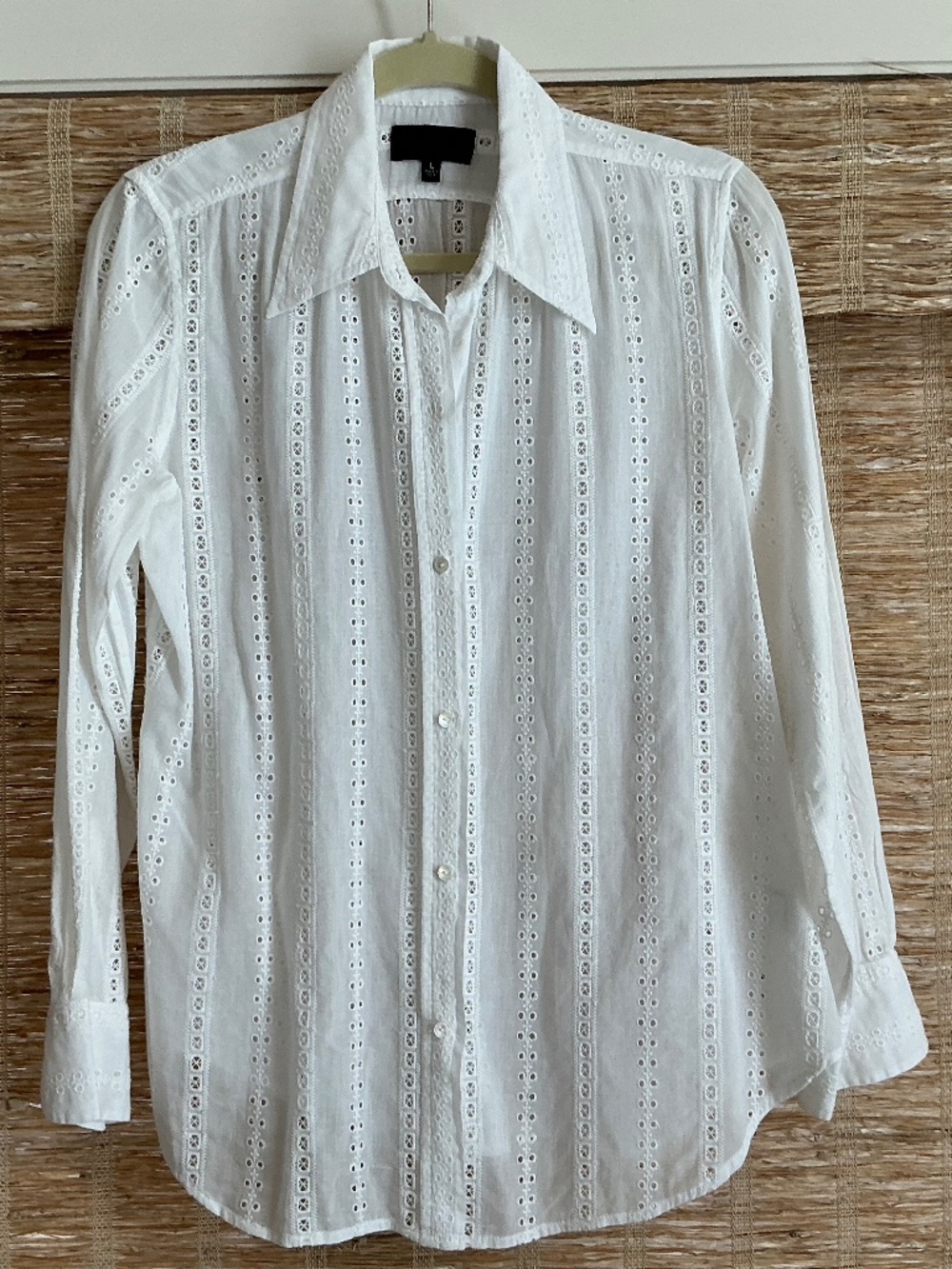 Nili Lotan White Eyelet cotton blouse, size Large